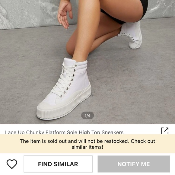 Lace Up Chunky Flatform Sole High Top Sneakers - Picture 2 of 2